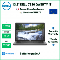 DELL LATITUDE 7330 13.3" i7 16 Go RAM 512 Go SSD - Reconditionné avec Batterie Grade A (QWERTY IT)