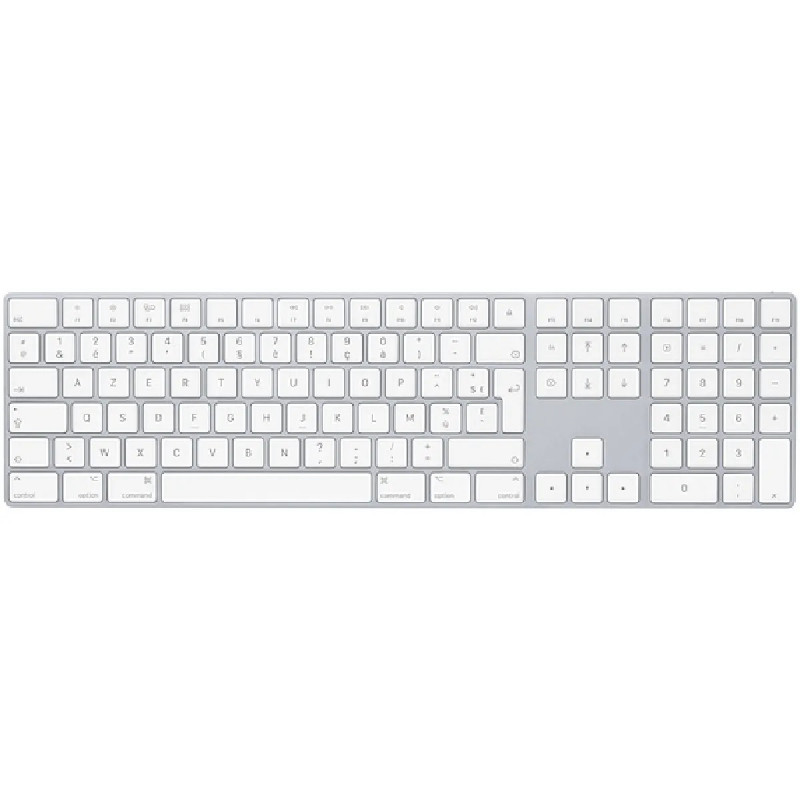 Clavier Apple Magic Keyboard A1843 avec pavé numérique AZERTY sans fil - Argent/Blanc