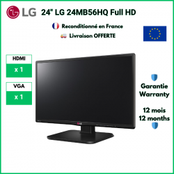 Écran 24" LG 24MB56HQ Full HD IPS - HDMI, VGA - Garantie 1 an - Câble inclus