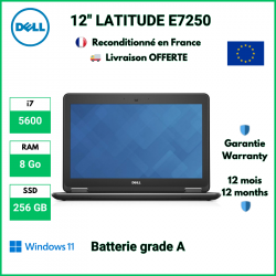 12" DELL LATITUDE E7250 i7, 8 Go RAM, 256 Go SSD - Reconditionné avec Batterie Grade A | Garantie 12 mois