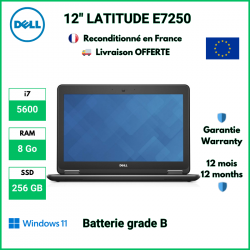 12" DELL LATITUDE E7250 i7, 8 Go RAM, 256 Go SSD - Reconditionné avec Batterie Grade B | Garantie 12 mois