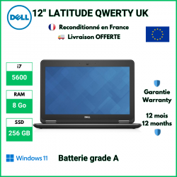 12" DELL LATITUDE E7250 i7, 8 Go RAM, 256 Go SSD - Reconditionné avec Batterie Grade A (0-20% d'usure)