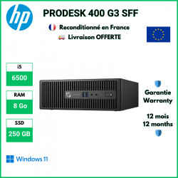 HP ProDesk 400 G3 SFF i5-6500, 8 Go RAM, 250 Go SSD, Windows 11 Pro | Reconditionné