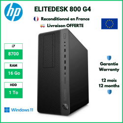 HP EliteDesk 800 G4 i7-8700, 8 Go RAM, 1 To HDD, Windows 11 Pro | Reconditionné