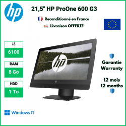 HP ProOne 600 G3 21,5" i3-6100, 8 Go RAM, 1 To HDD, Windows 11 Pro | Reconditionné