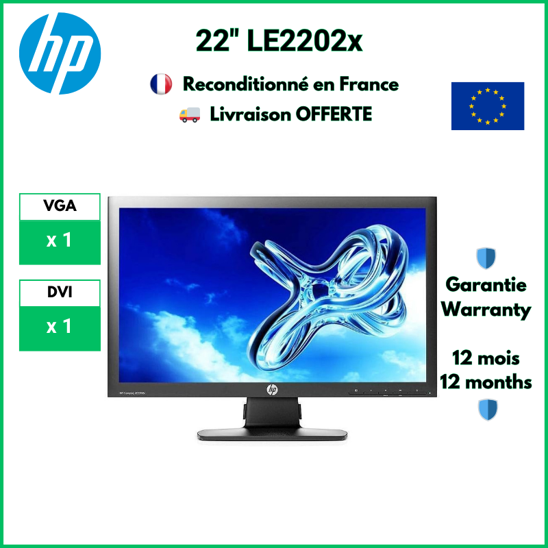 HP LE2202x 22" LCD LED, 1920 x 1080, 5 ms | Moniteur Reconditionné