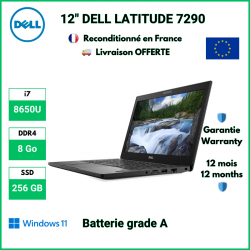 DELL LATITUDE 7290 12" i7 8 Go RAM 256 Go SSD - Reconditionné avec Batterie Grade A